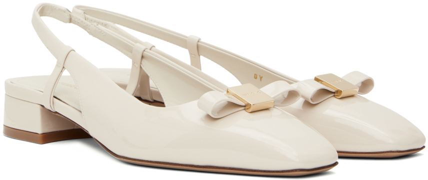 Ferragamo Marlina Patent Leather Flats In 004 Mascarpone