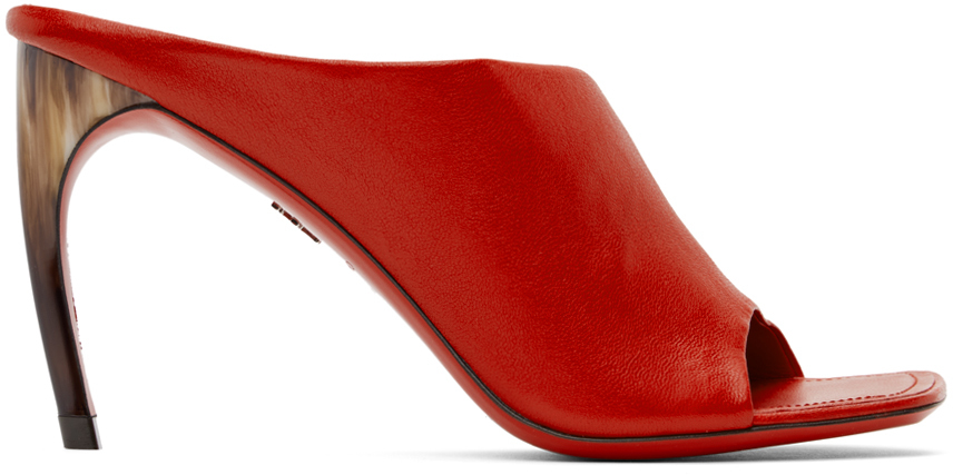 Shop Ferragamo Red Nymphe Mules In 003 Flame Red || Fla