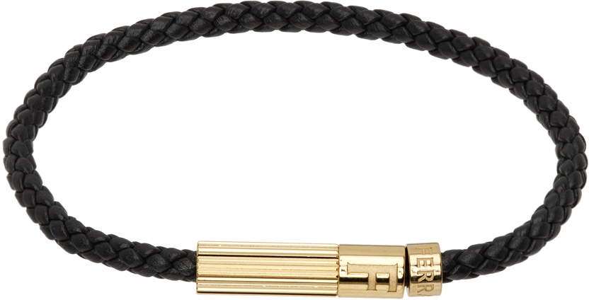 Ferragamo Black Bead Bracelet In Nero/oro 17