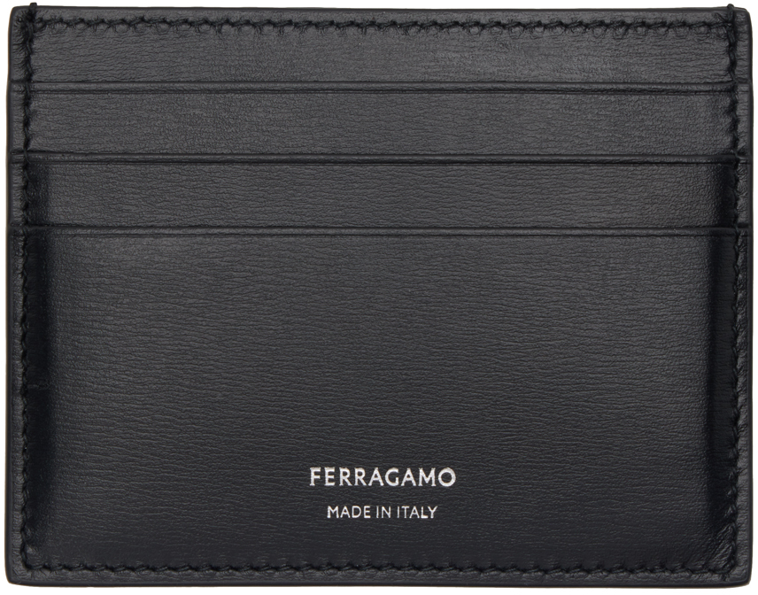 Ferragamo Black Leather Card Holder In Nero. Nero