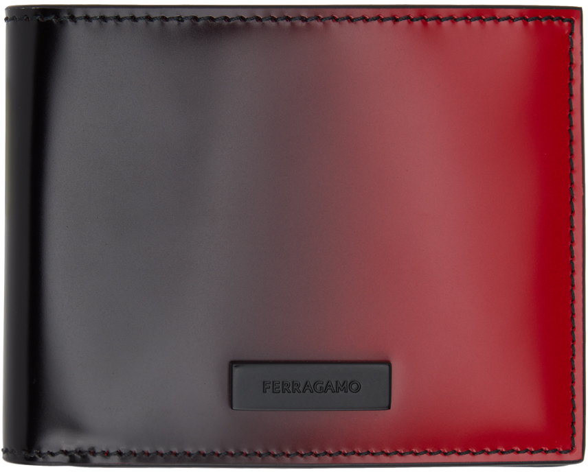 Ferragamo Black & Red Bifold Wallet In Flame Red Nero