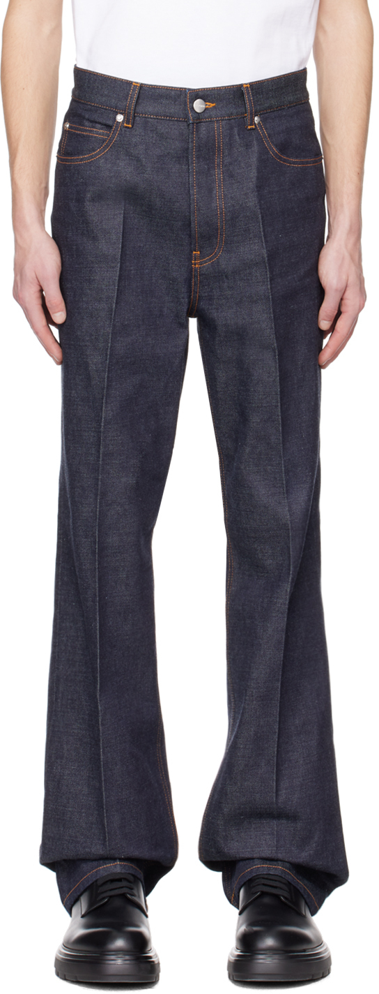 Shop Ferragamo Indigo Five-pocket Jeans In 3977/184 Denim Scuro
