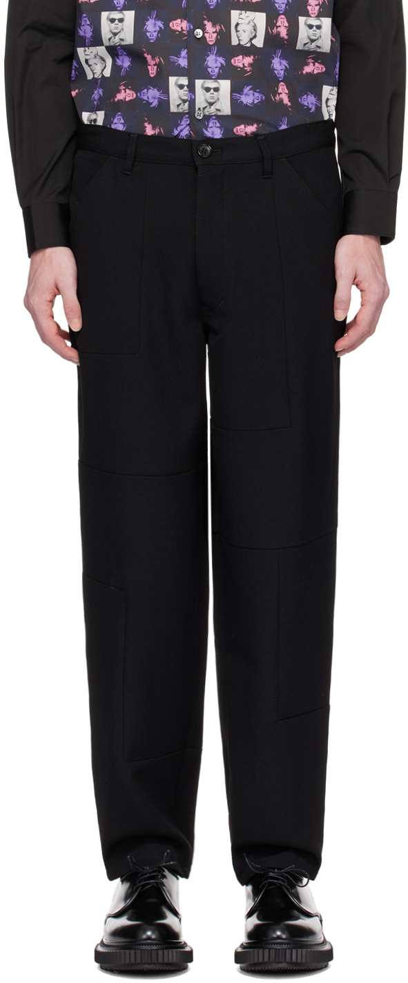 Shop Comme Des Garçons Shirt Black Paneled Trousers In 1 Black
