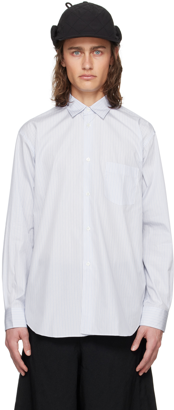 Comme Des Garçons Shirt Blue Striped Shirt In 2 Stripe 105