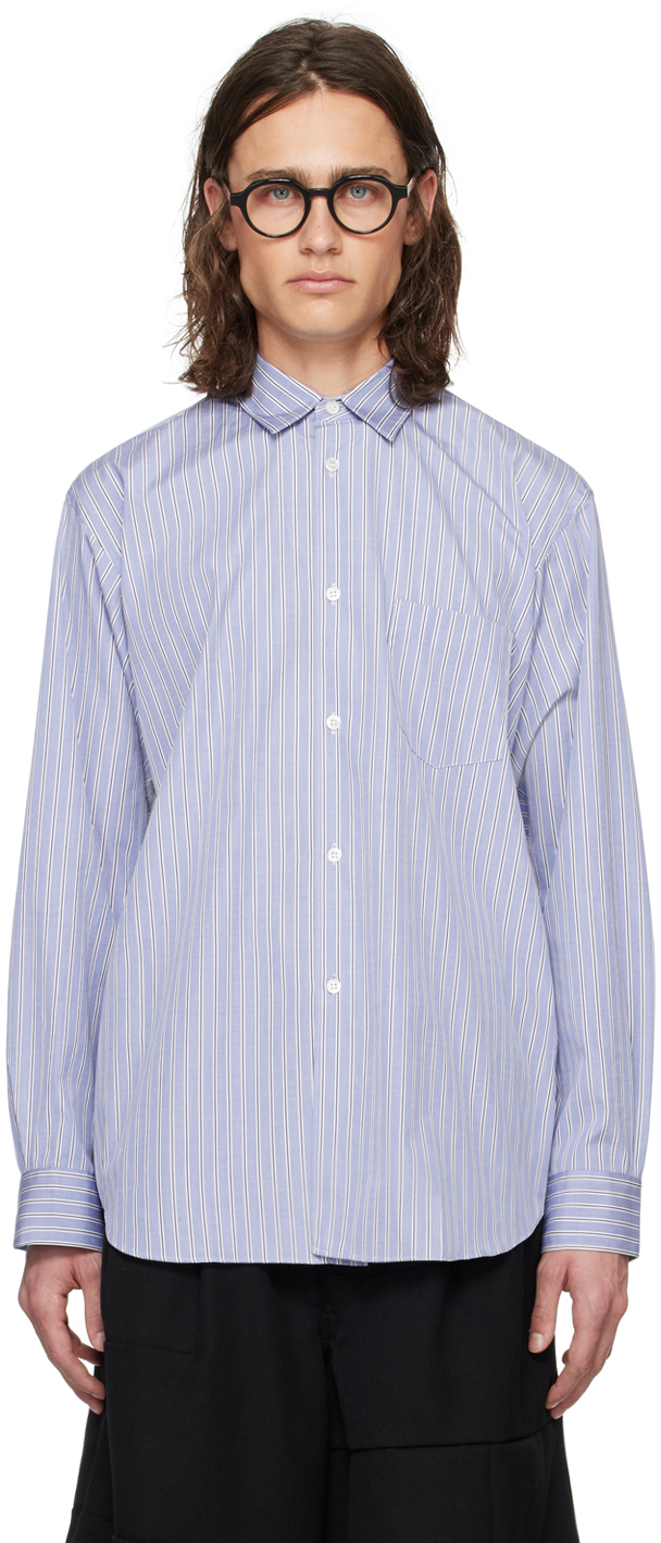 Comme des Garçons Shirt: Blue Striped Shirt | SSENSE Canada