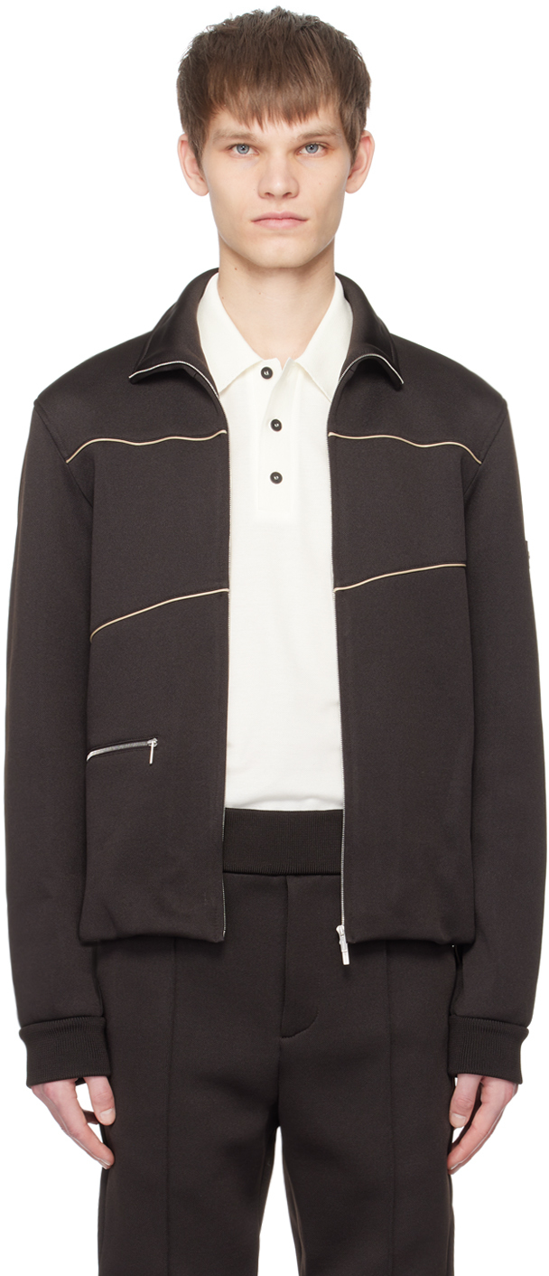Ferragamo Brown Piping Track Jacket In 1574/274 Expresso