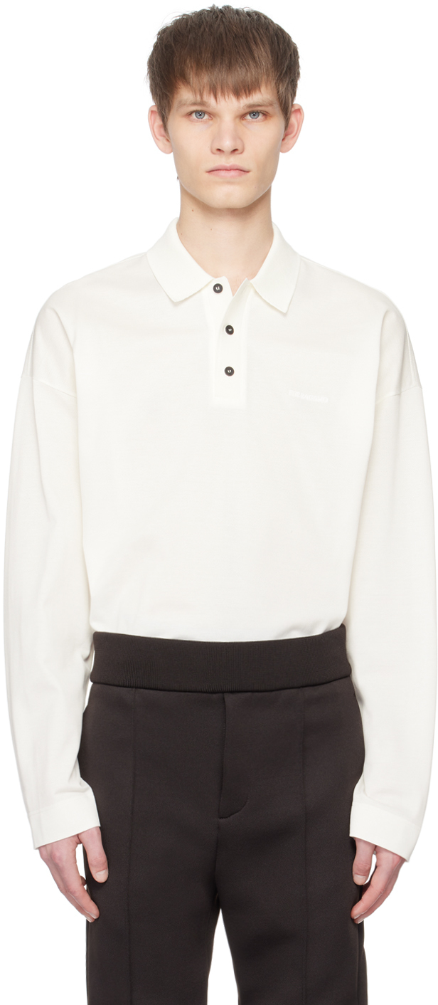 Ferragamo Long-sleeve Cotton Polo Shirt In White