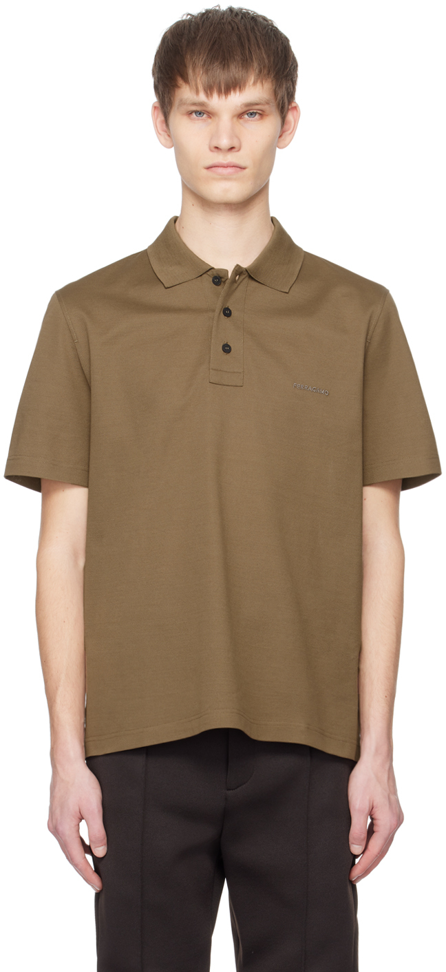 Brown Embroidered Polo