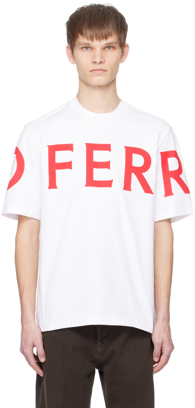Shop Ferragamo White Printed T-shirt In 1632/275 White/red