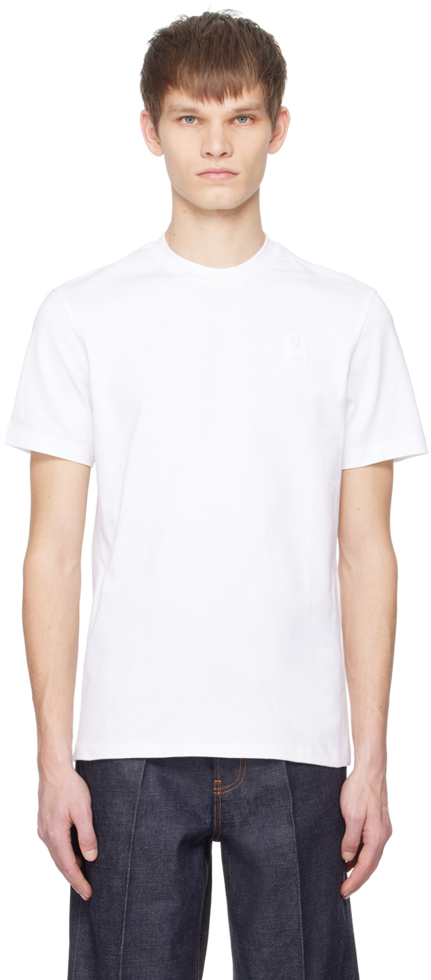 Shop Ferragamo White Patch T-shirt In 3886/002 Bianco
