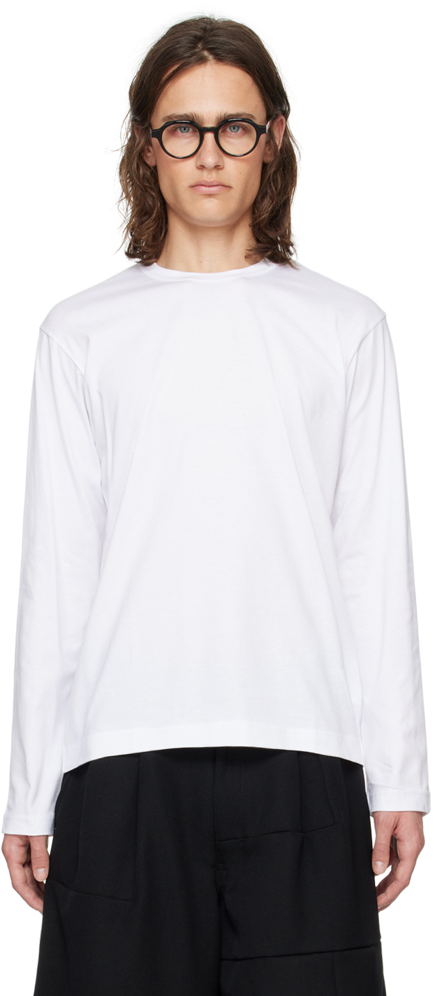 Comme Des Garçons Shirt White Crewneck Long Sleeve T-shirt In 4 White