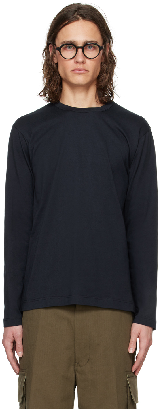 Comme Des Garçons Shirt Navy Crewneck Long Sleeve T-shirt In 2 Navy