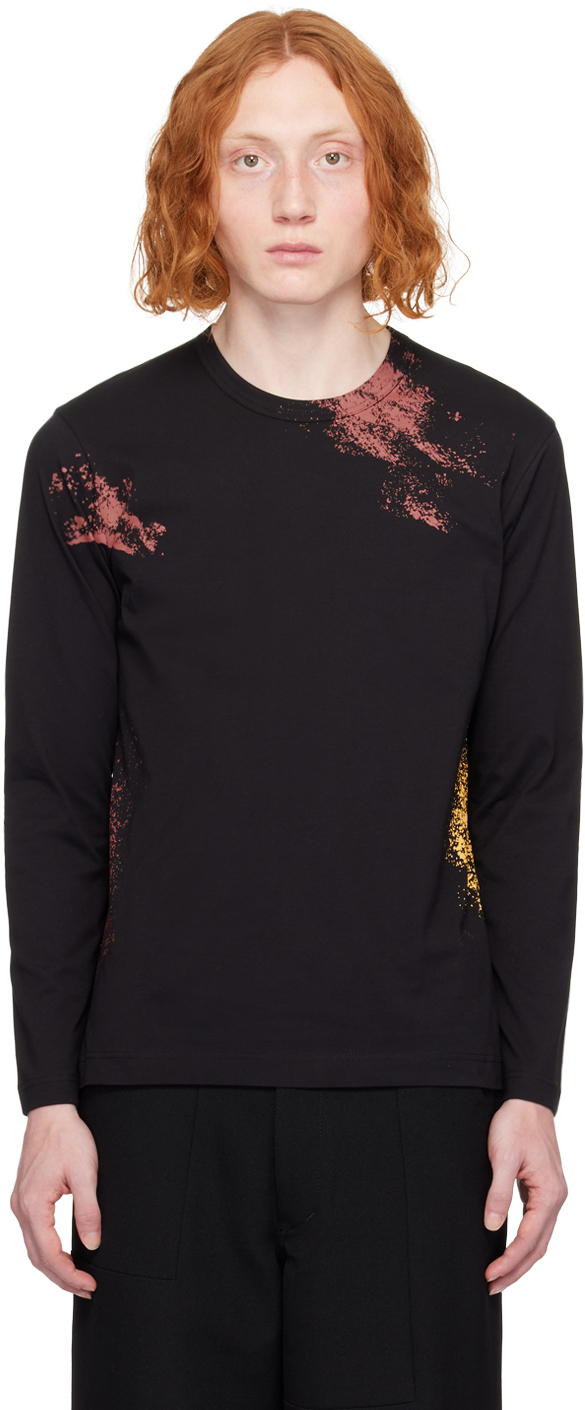 Shop Comme Des Garçons Shirt Black Printed Long Sleeve T-shirt In 1 Black