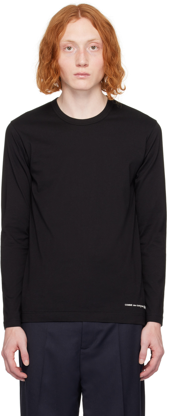 Shop Comme Des Garçons Shirt Black Printed Long Sleeve T-shirt In 1 Black