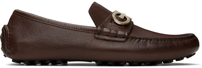 Brown Gancini Ornament Loafers