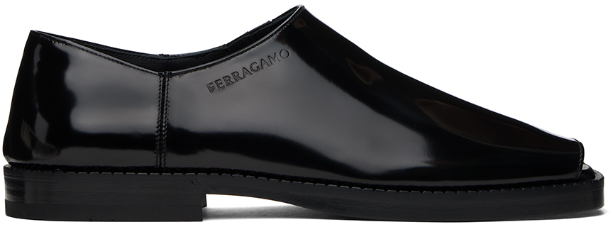 【関税込み】Ferragamo ブラック オープントゥ スリッポン Ferragamoのブラック オープントゥ スリッポンがセール中