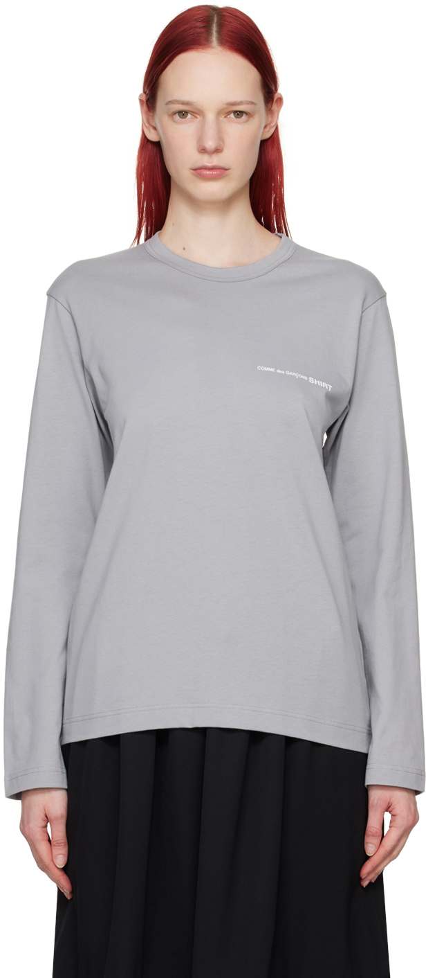 comme des garçons shirt gray printed long sleeve t-shirt