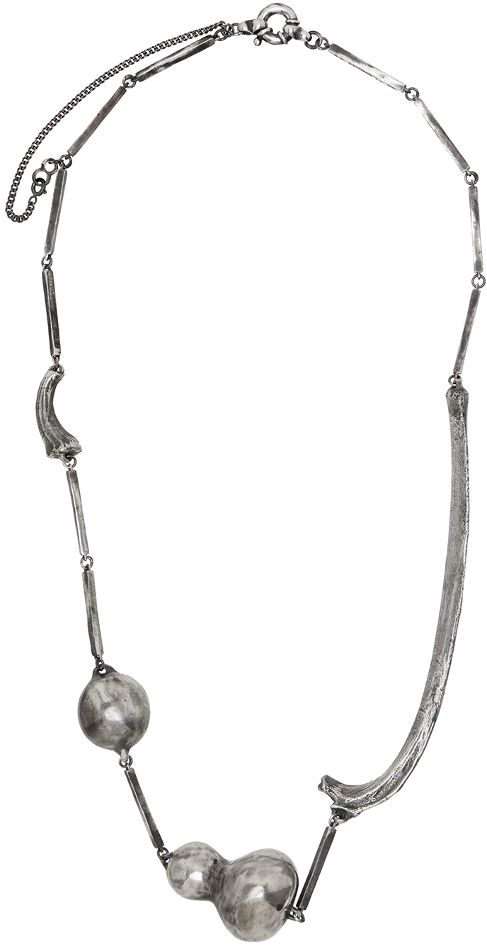 S.R. STUDIO. LA. CA.: SSENSE XX Silver Gourd & Bone Necklace | SSENSE