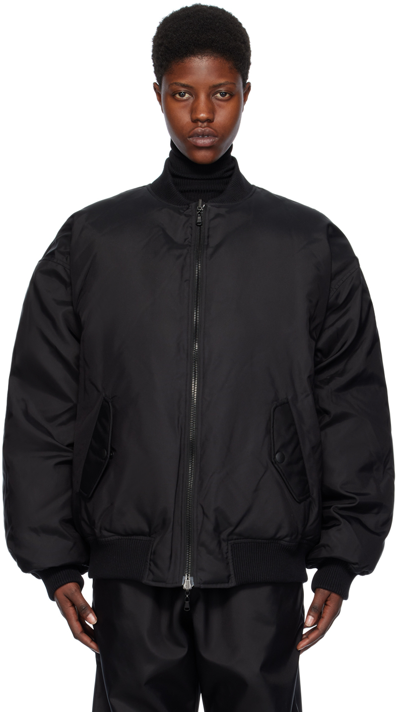 Black Reversible Down Bomber Jacket