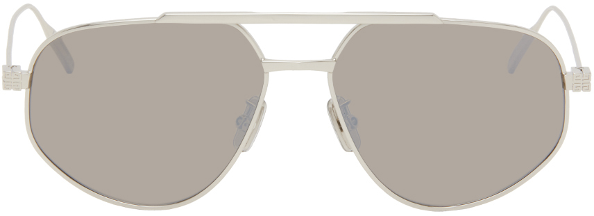 Givenchy Silver Gv Speed Sunglasses In 16g Shiny Palladium