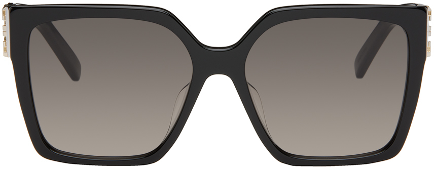 Givenchy Black 4g Sunglasses In 01b Shiny Black/gra