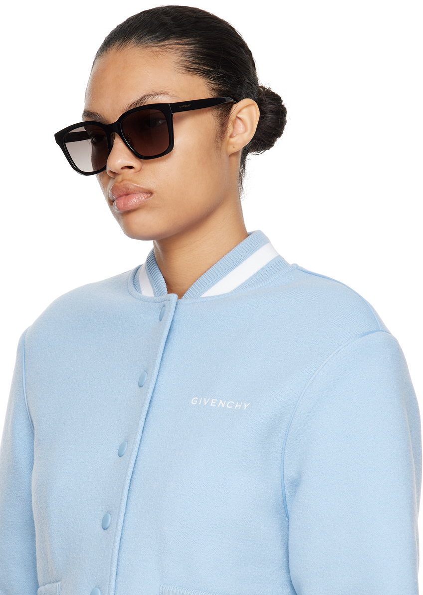 Givenchy Black Logo Sunglasses In 01b Shiny Black /g