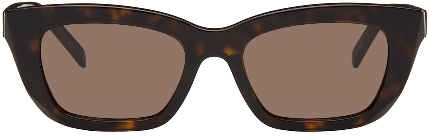 Givenchy Tortoiseshell Rectangle Sunglasses In 52e Dark Havana / Br