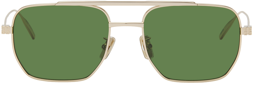 Givenchy Gold & Green Speed Sunglasses In Gold / Green