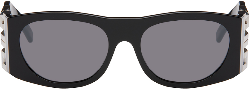 Givenchy Black Thick Logo Sunglasses In 01c Shiny Black / S