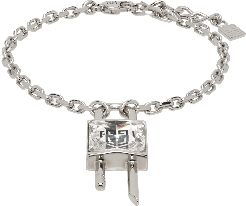Givenchy Silver Mini Lock Bracelet In 040-silvery