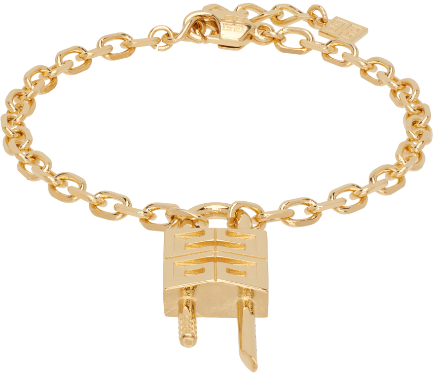 Givenchy Gold Mini Lock Bracelet In 710-golden Yellow