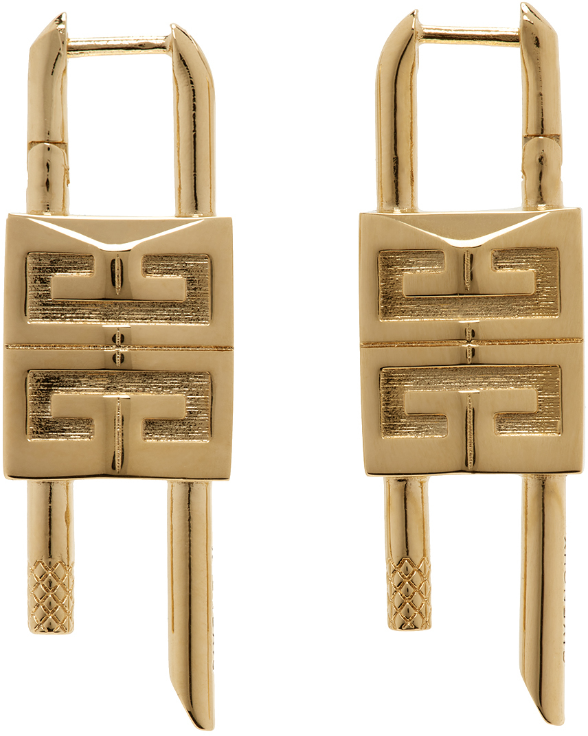 Givenchy Gold Small Lock Earrings In 710-golden Yellow