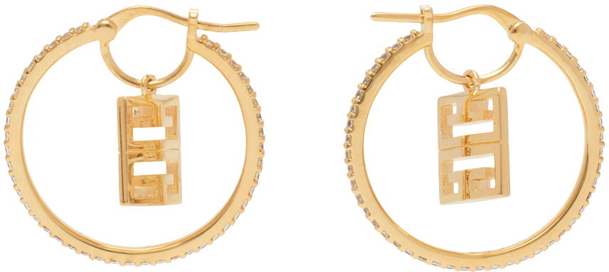 Givenchy Gold 4g Crystal Hoop Earrings In 944-rose Gold