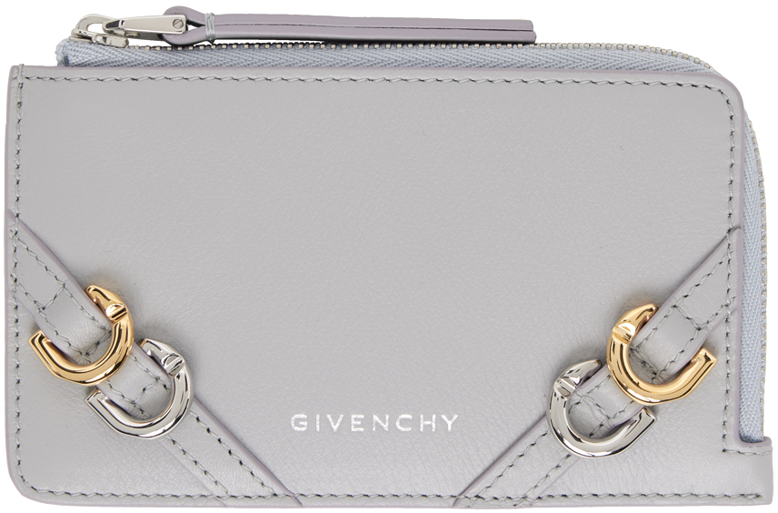 Givenchy Gray Voyou Zipped Card Holder In 050 Light Grey