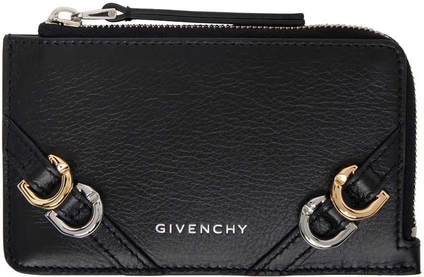 Givenchy Black Voyou Zipped Card Holder In 001-black