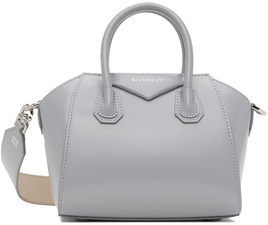 Shop Givenchy Gray Mini Antigona Toy Bag In 939-light Grey/beige