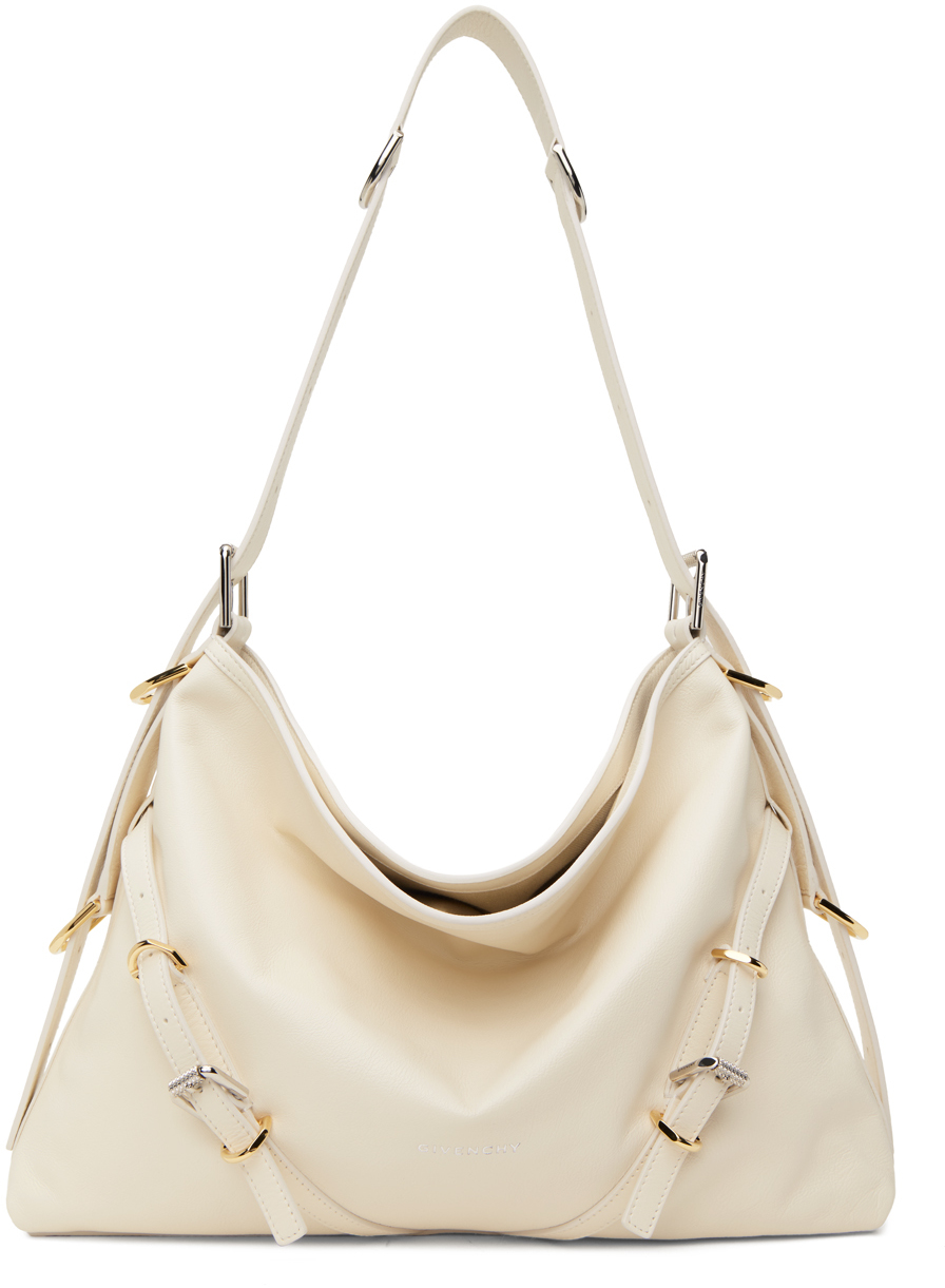 Givenchy Off-white Medium Voyou Bag In 105 Ivory