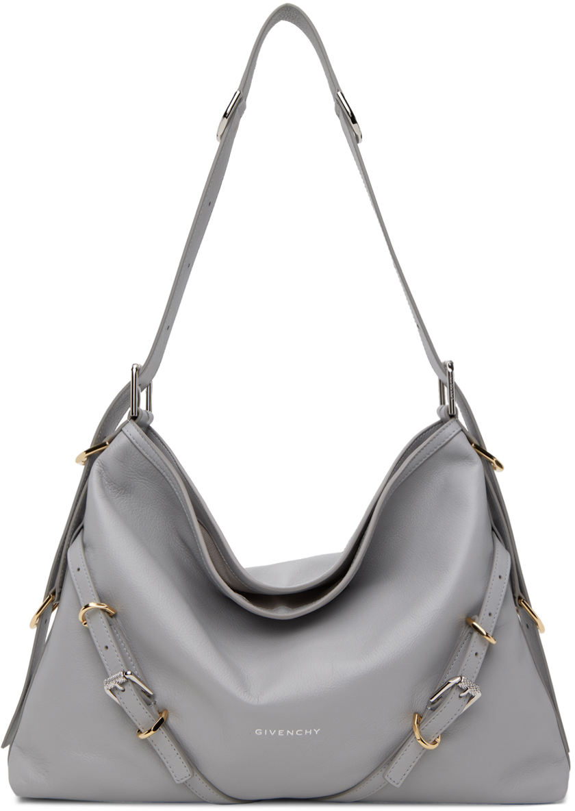 Shop Givenchy Gray Medium Voyou Bag In 050 Light Grey