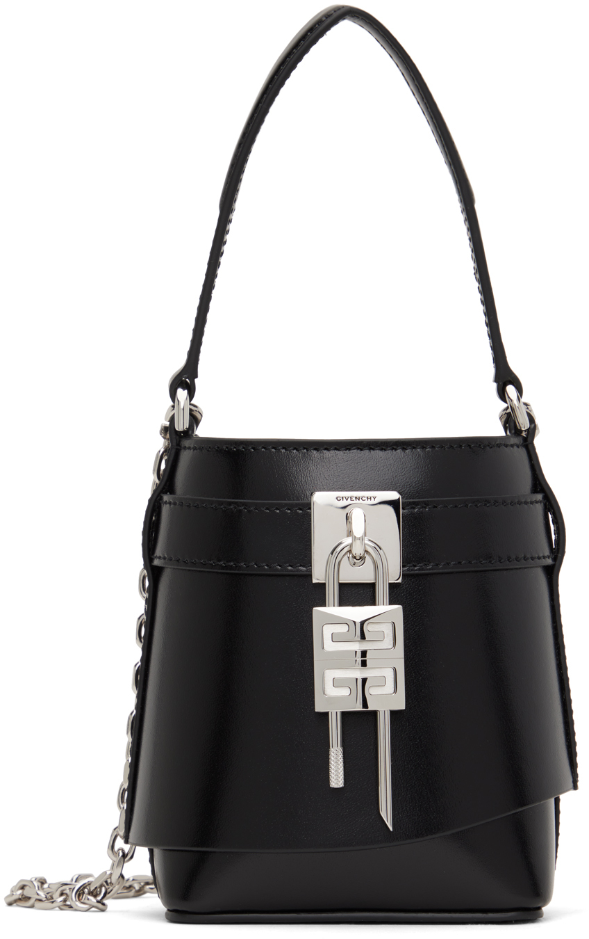 Givenchy Black Micro Shark Lock Bucket Bag SSENSE