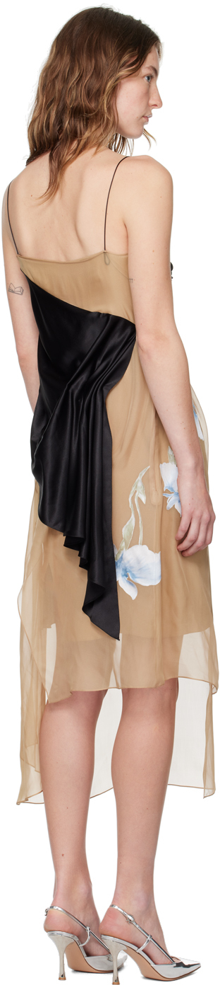 Givenchy Beige Asymmetric Midi Dress In 252-beige/blue
