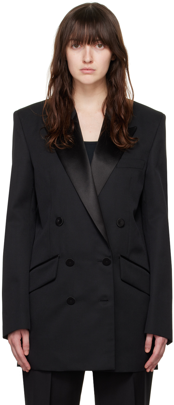 Shop Givenchy Black Double-breasted Blazer In 001-black