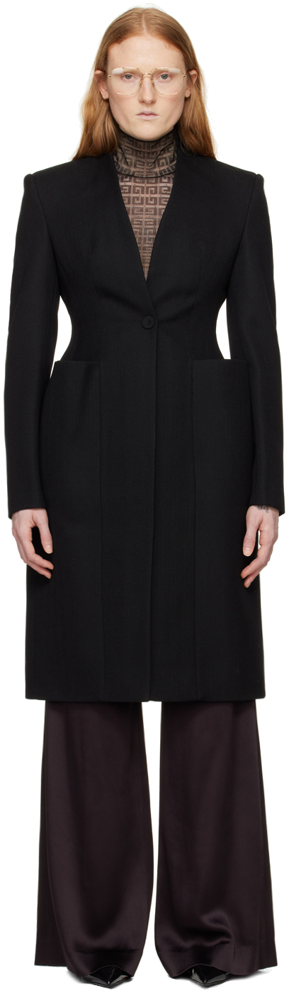 Shop Givenchy Black Hourglass Coat In 001 Black