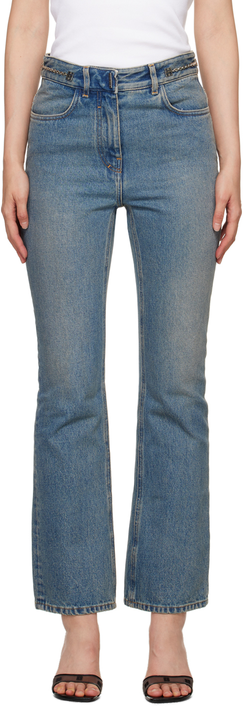Givenchy Blue Chain Link Jeans In 420-medium Blue