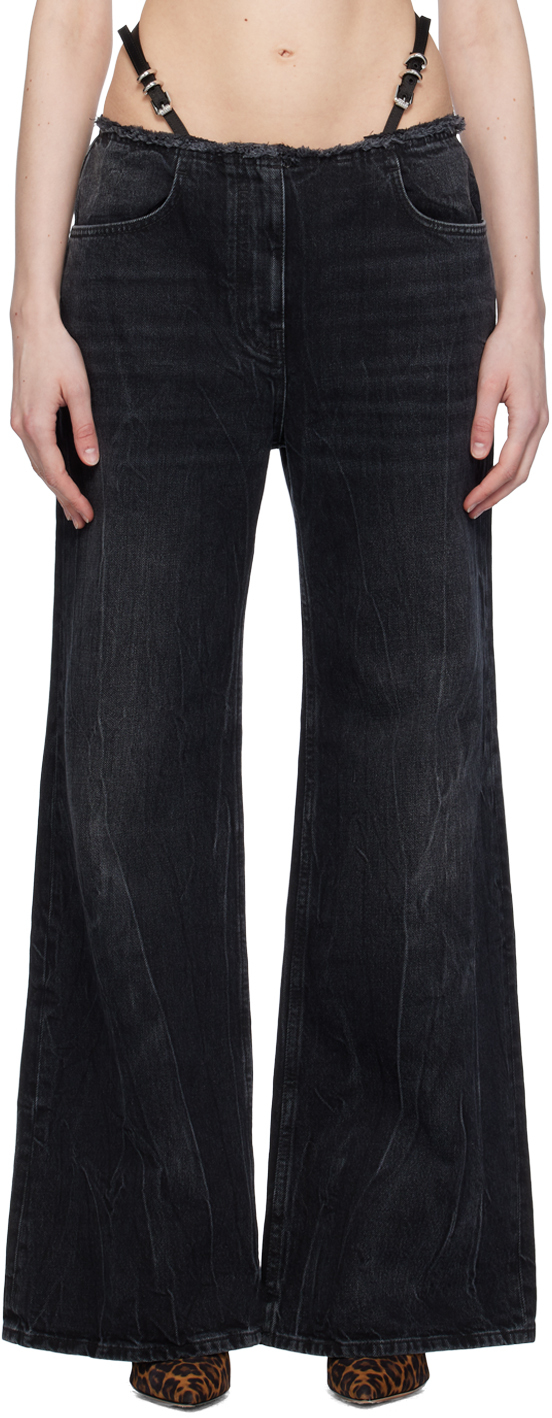 【関税込み】Givenchy ブラック Voyou ベルト ジーンズ Black Voyou Belt Jeans by Givenchy on Sale