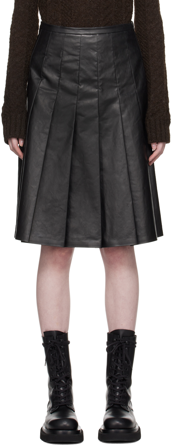 Black Coated Midi Skirt