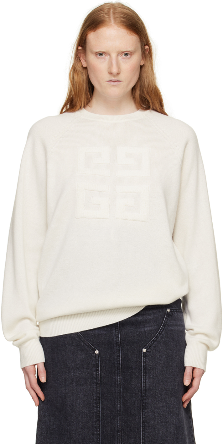 Shop Givenchy White 4g Sweater In 105 Ivory