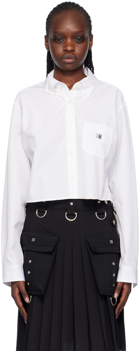 Shop Givenchy White Cropped Shirt In 100 White