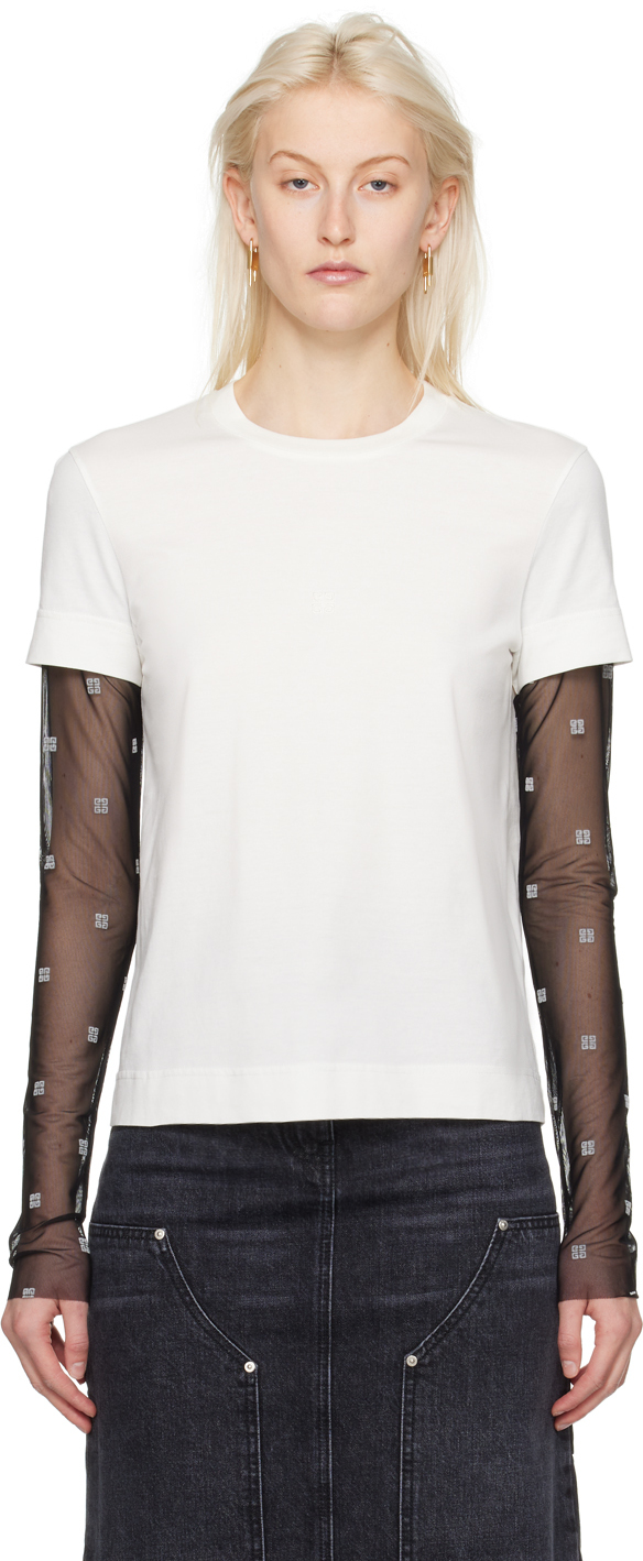 White & Black Layered Long Sleeve T-Shirt