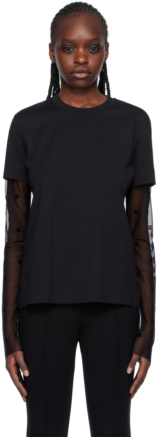 Givenchy Black 4g Long Sleeve T-shirt In 001-black