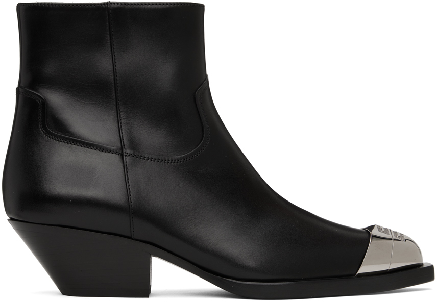 Givenchy Black Western Leather Ankle Boots SSENSE